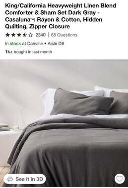 King/California Heavyweight Linen Blend
Comforter & Sham Set